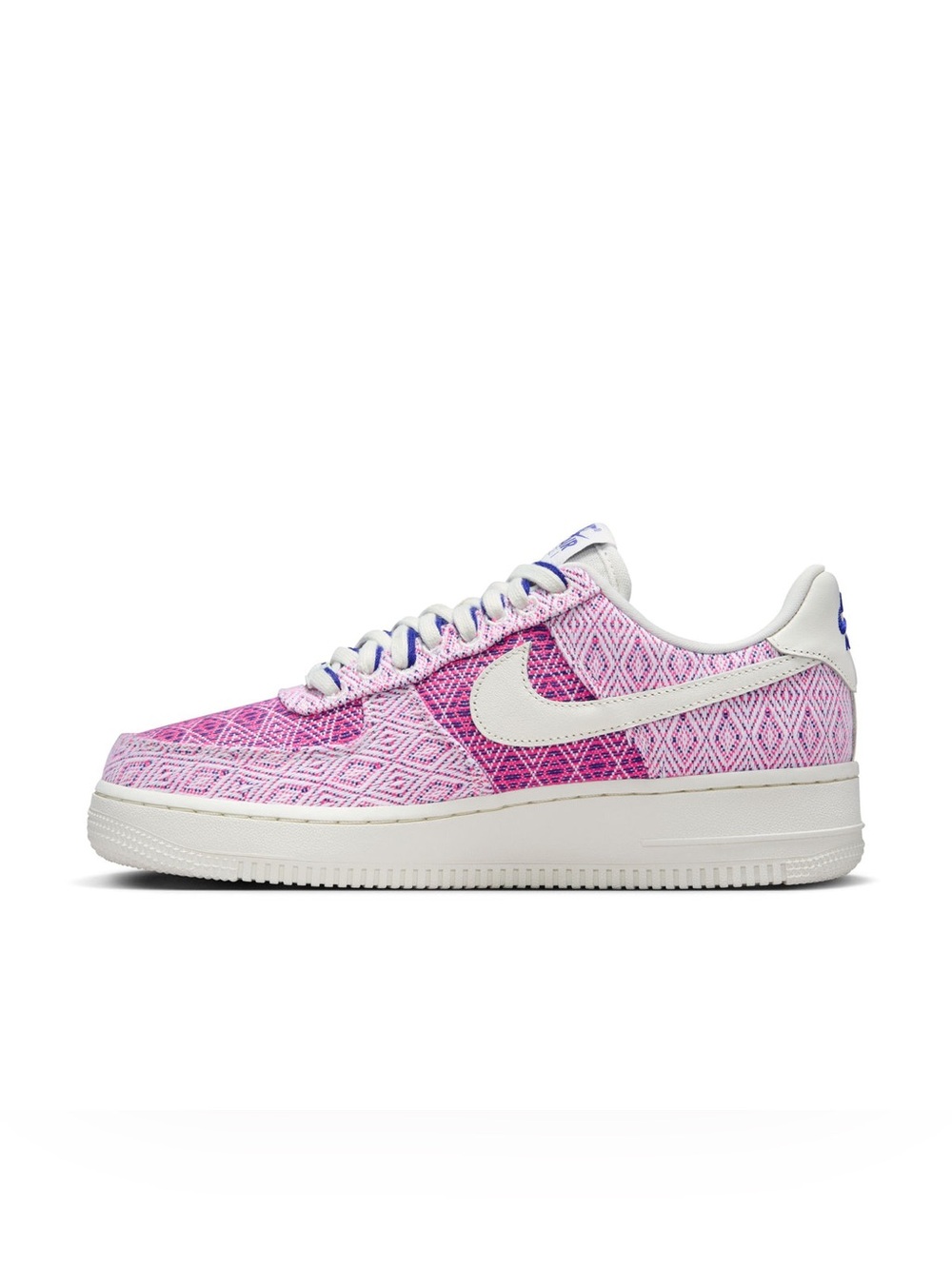 Nike Low-Top Pink Patterned Woven Sneakers with White Swoosh